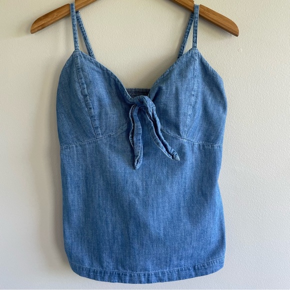 Old Navy Women's Chambray Tie-Front Top Size Small - Picture 1 of 9